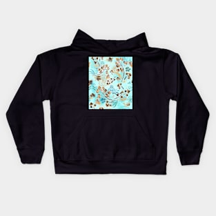 Hand-painted watercolor loose floral boho chintz in gold, blue, brown and turquoise as a seamless surface pattern design Kids Hoodie